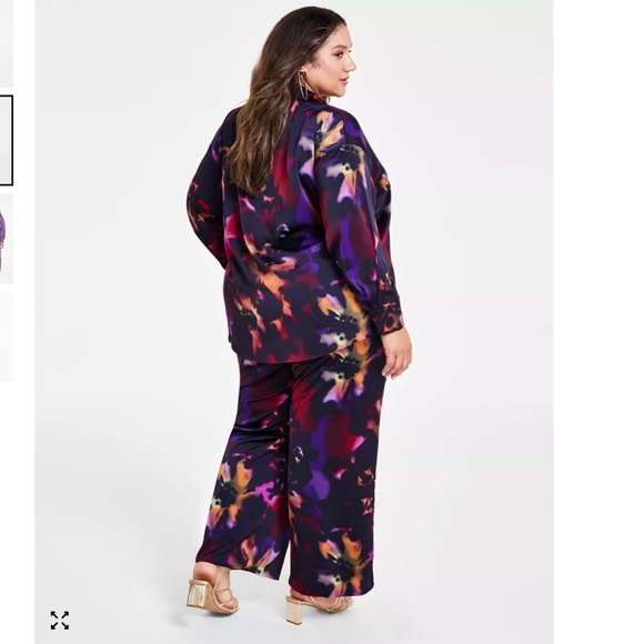 Nina Parker Satin Shirt and Pant Set Shirt 2x Pants 1x EUC - Picture 2 of 5